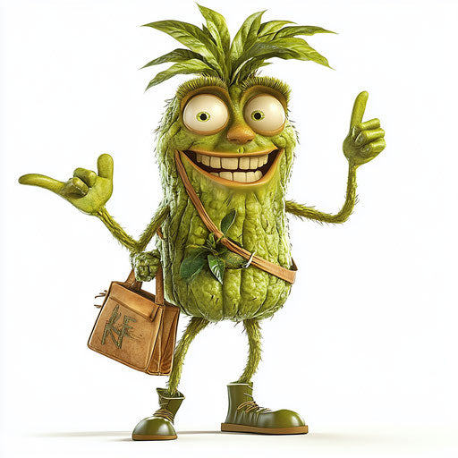 Humorous caricature of a plant with human characteristics