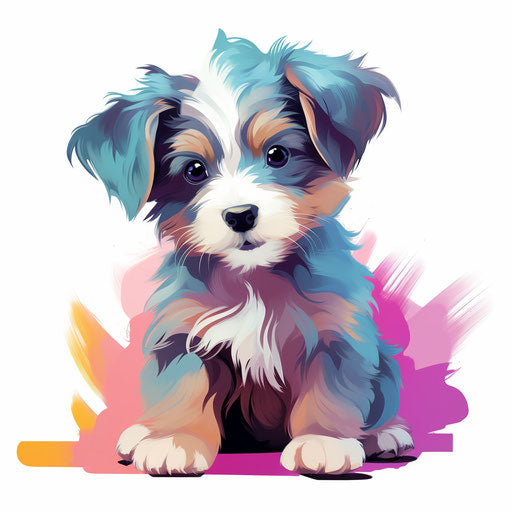 Puppy illustration in the style of Pastel Colors Art