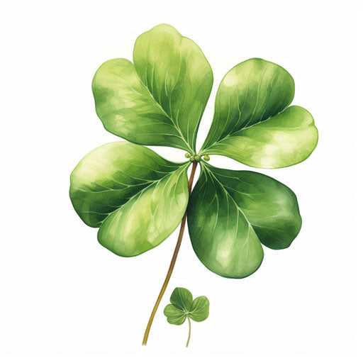 Four leaf clover in Oil painting style, on white background
