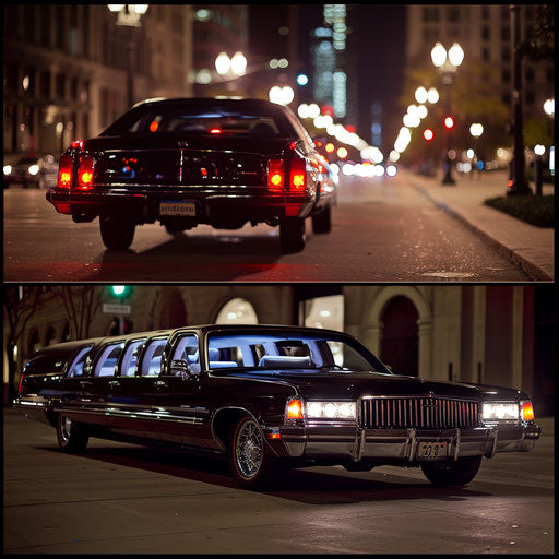 1976 Malibu Classic transformed into luxury limousine, black