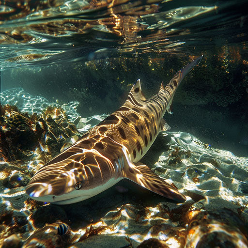 Leopard shark in a shallow reef