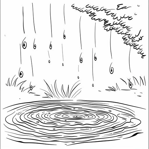 Raindrops creating ripples on a pond