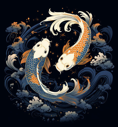 Two koi fish in an inky vector