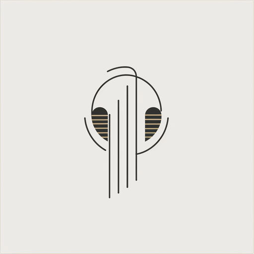Minimalist music logo with clean lines on white background