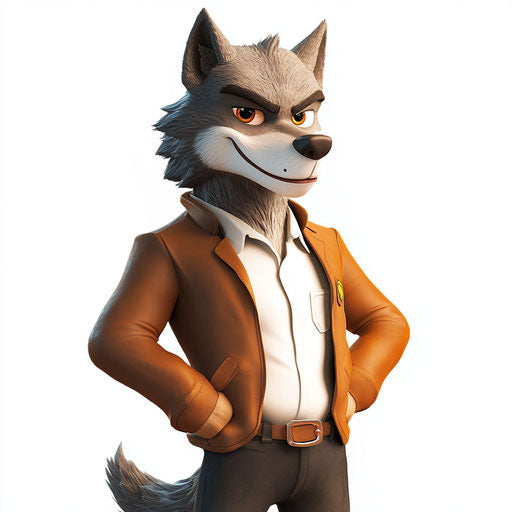 3D werewolf on white background, realistic clipart