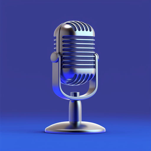 Realistic podcast illustration on royal blue background