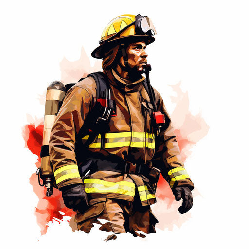 Firefighter clipart in the style of Chiaroscuro Art
