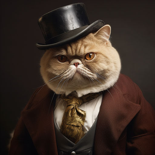 Exotic shorthair cat dressed as a man