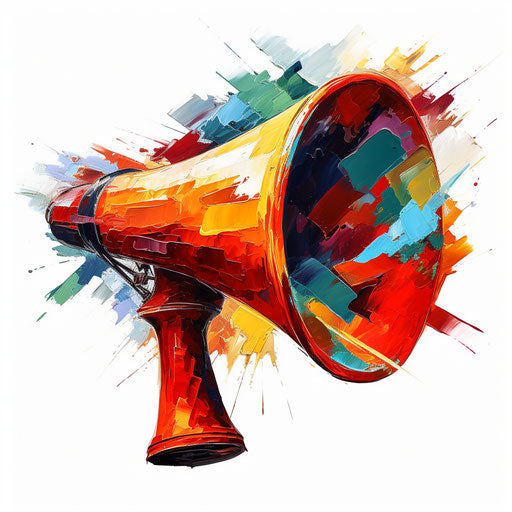 Megaphone illustration in the style of Oil painting, on white background