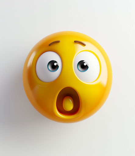 The face of an extremely surprised emoji with a yellow heart