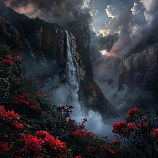 Angel Falls with dark shadows and intense contrast
