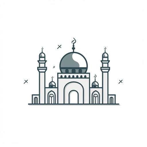 Minimalist style mosque on white background