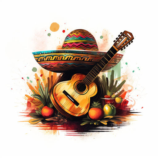 Cinco de mayo clipart in the style of Chiaroscuro Art on white background