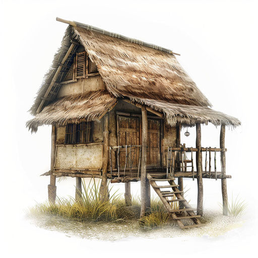 Bahay kubo clipart in realistic style on flat white background