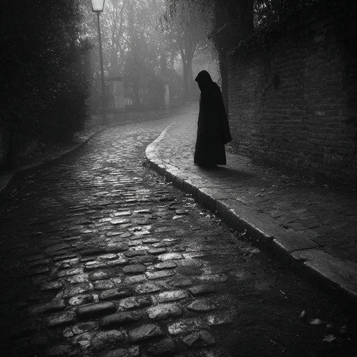 Dark Paved Path with a Mysterious Figure