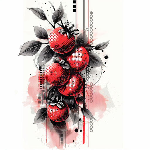 Futuristic flat tattoo sketch with digital pixelated effects