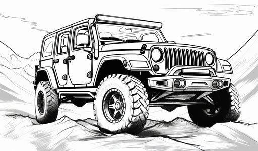 Jeep coloring page in cryengine and cobra style