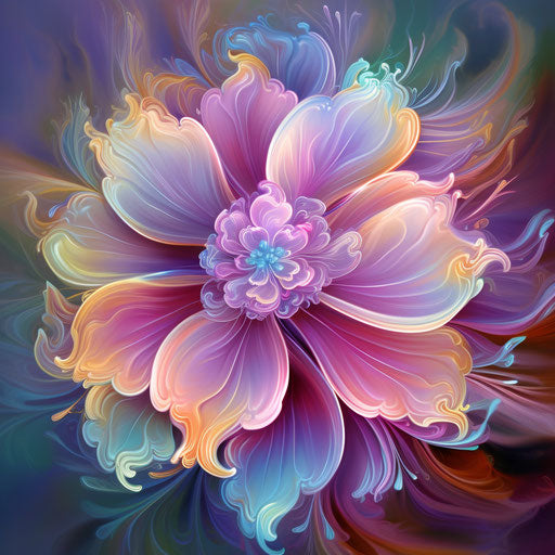 Canvas print of a bright pink and purple fractal flower