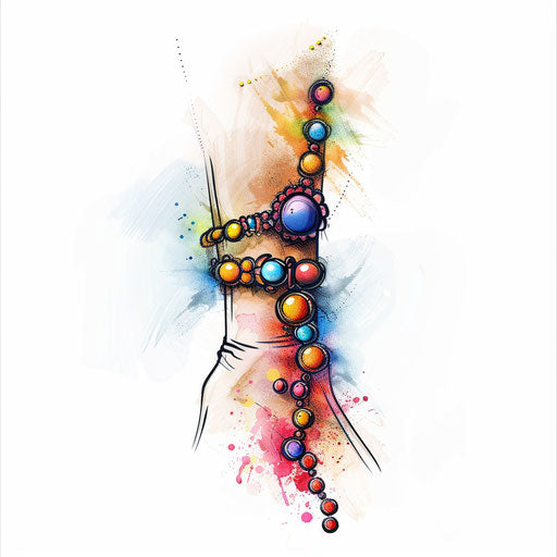 Dynamic wrist band sketch with colorful bead festival