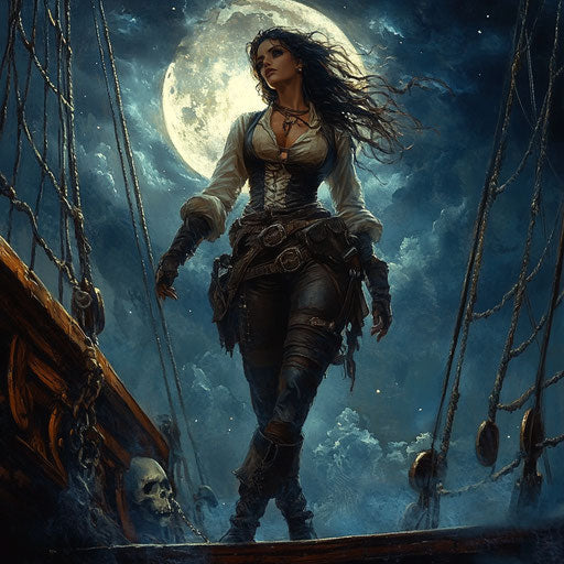 The charismatic pirate in a Halloween night on the ship