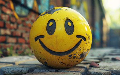 Smiling yellow emoticon with hand gestures