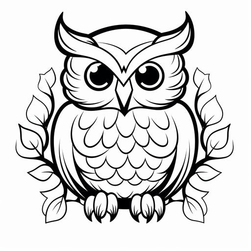 Cute owl silhouette coloring page