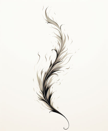 Black and white feather in a stream of flames