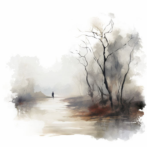 Fog clipart in oil painting style on white background