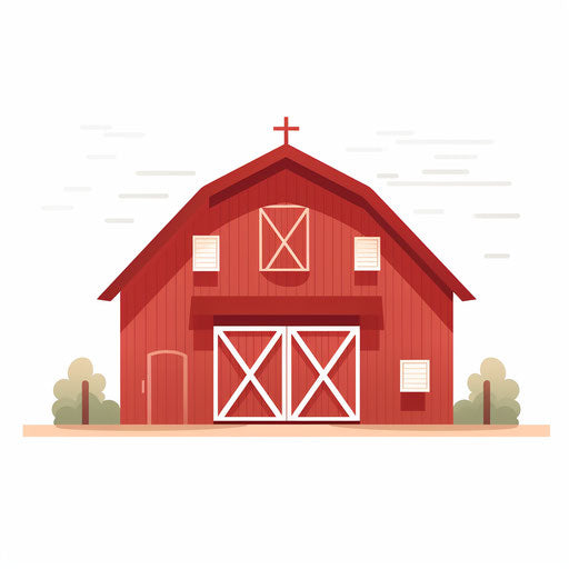 Minimalist barn clipart on white background