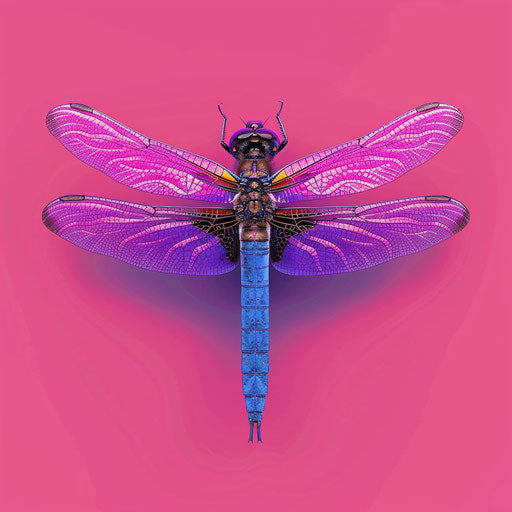 Dragonfly clipart on bright magenta background
