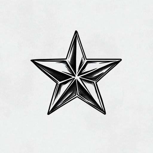 Bold star in clipart style for simple tattoos for men