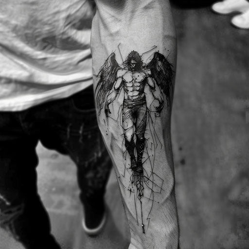Minimal tattoos for men of a dark angel