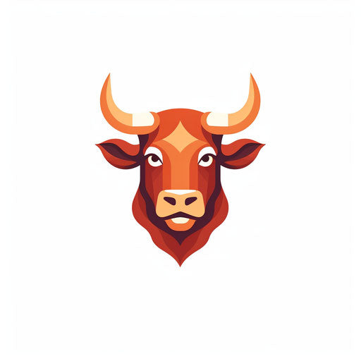 Bull clipart in Minimalist style, on white background