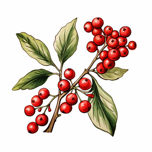 Mistletoe clipart in the style of Chiaroscuro Art, on a white background