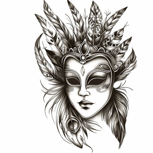 Elegant clipart style Venetian mask with feathers