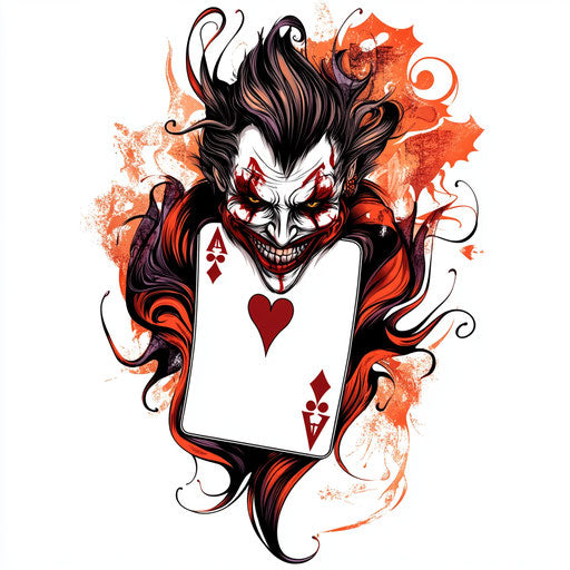 Clipart style drawing for joker card tattoo