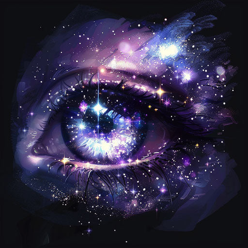 Heartwarming tattoo sketch of eyeball with sparkling stars