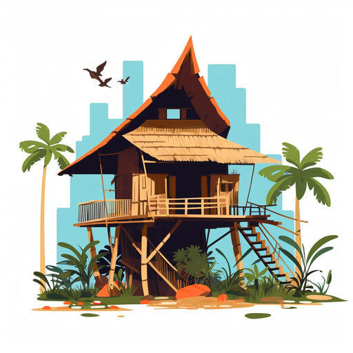 Minimalist house clipart on white background