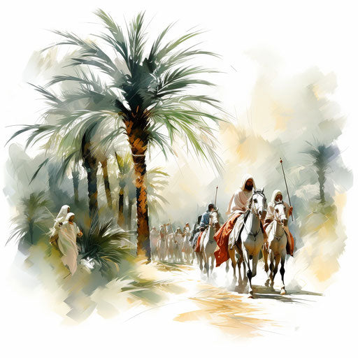 Impressionistic Art Palm Sunday clipart on white background