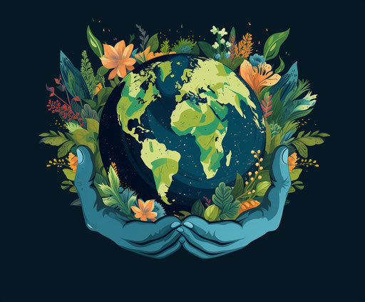 The earth and his hand holding it flat style vector design