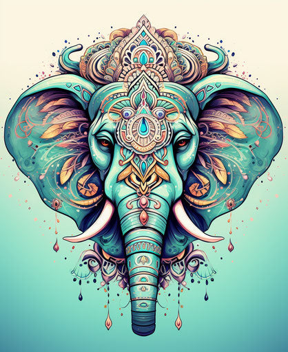 Elephant in Indian style or mandala with traditional headdress