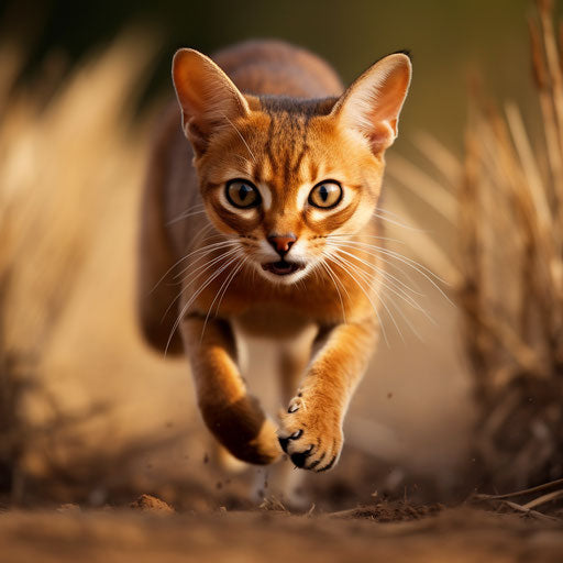 Abyssinian cat in motion
