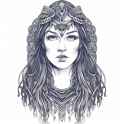 The High Priestess, tarot card, Celtic style, tattoo