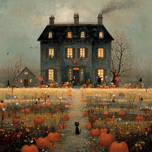 A classic haunted house with an eerie atmosphere