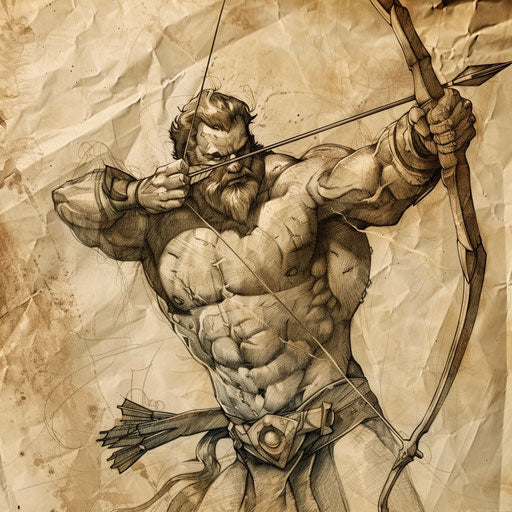 Dynamic sketch of Hercules shooting an arrow