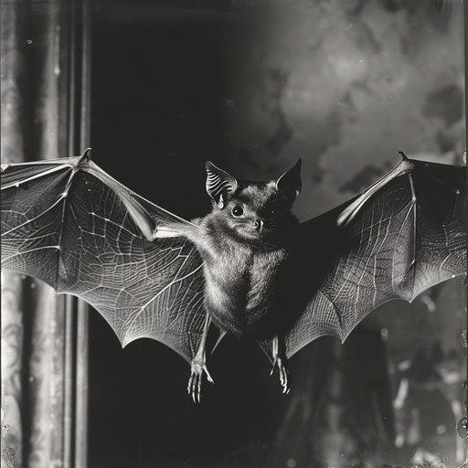 Bat in a silent film in black and white