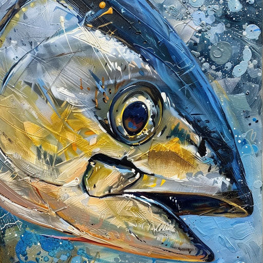 Yellowfin tuna with silver and yellow coloring