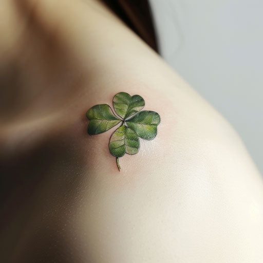 3D emerald green shamrock tattoo with realistic shadow