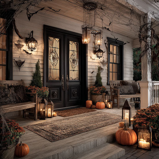Beautifully Decorated Halloween Porch with Spooky Touches
