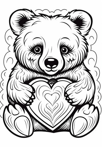 Bear holding baby's heart, comic art style, toyism